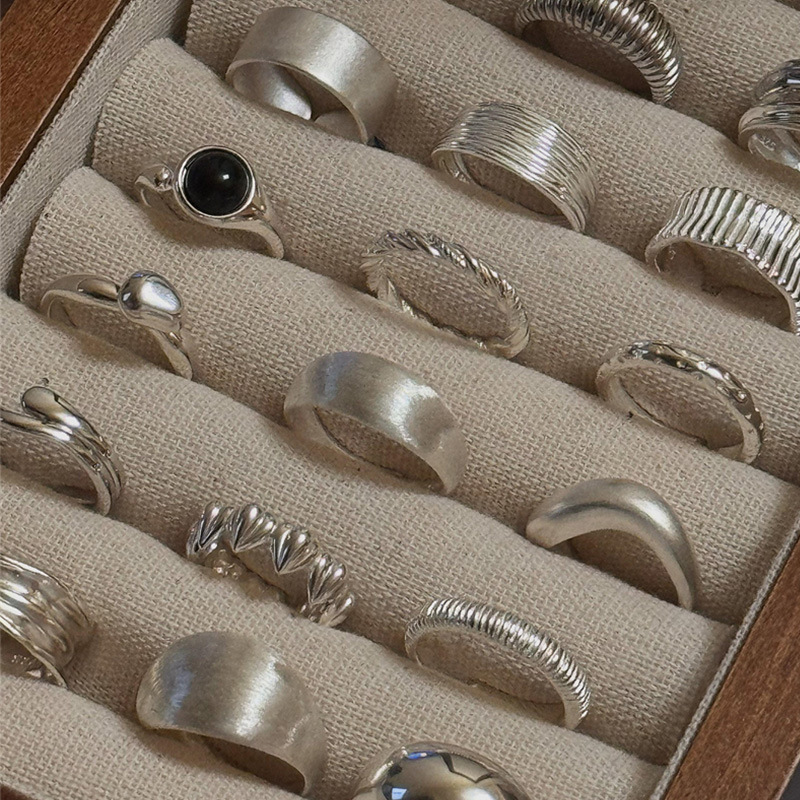 niche retro s925 sterling silver simple bracelet ring female non-fading light luxury high-grade sense index finger ring versatile opening ring Specification drawing