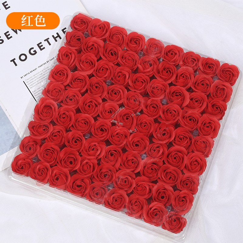 soap flower three-layer flower head without base manual thickened artificial rose gift box soap flower head valentine's day gift details Picture