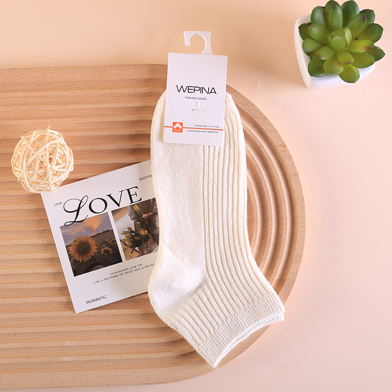 xinjiang cotton socks pure cotton women's socks sweat absorbing and deodorant autumn spring skin-friendly double needle shallow mouth non-slip tight boat socks women Specification drawing