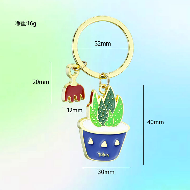 lucky four-leaf clover metal car key ring valentines' day small gift pendant cute succulent plant keychain Application Scenario
