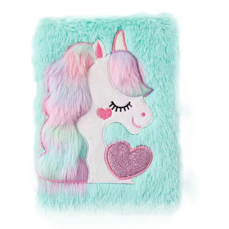 popular unicorn cute plush notebook a5 girl's heart-looking cartoon journal book student stationery gifts Application Scenario
