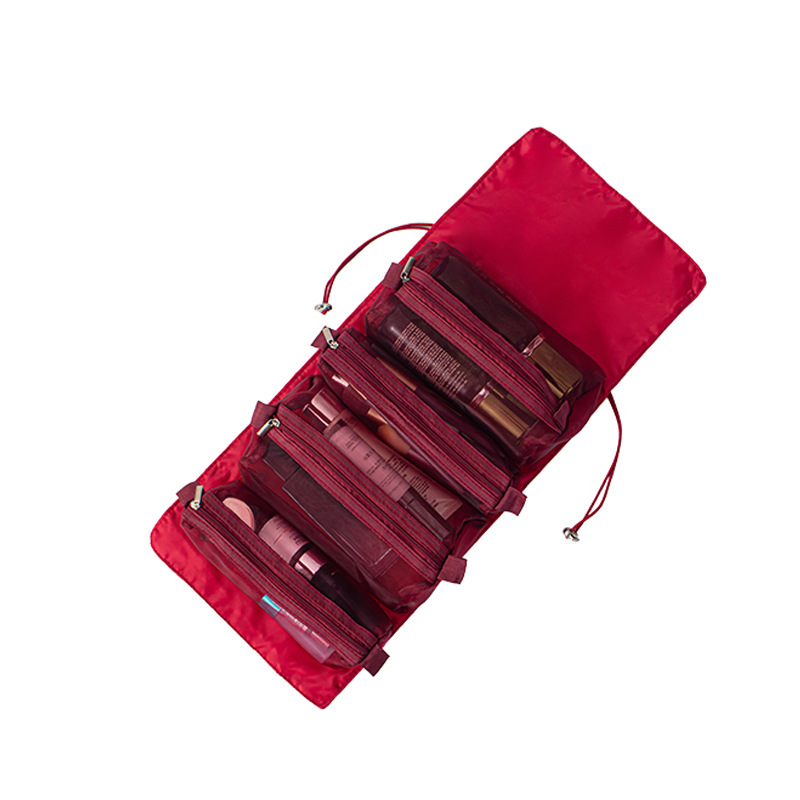 upgraded split four-in-one cosmetic bag large capacity portable storage bag foldable mesh toiletry bag wholesale details Picture