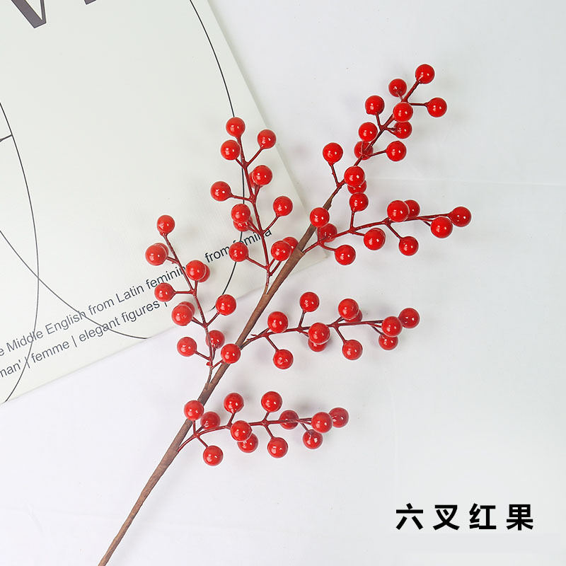 artificial fortune fruit simulation hollyberry lunar new year flower domestic ornaments red berry simulation chinese hawthorn new year decoration Application Scenario