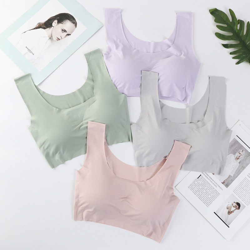 shangpin peace of mind generation seamless wireless ice silk push up plus size running vest yoga sports underwear women's bra details Picture