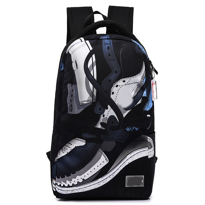 large capacity oxford cloth sewing line backpack fashionable graffiti letter backpack fashionable all-match printed student schoolbag full figure