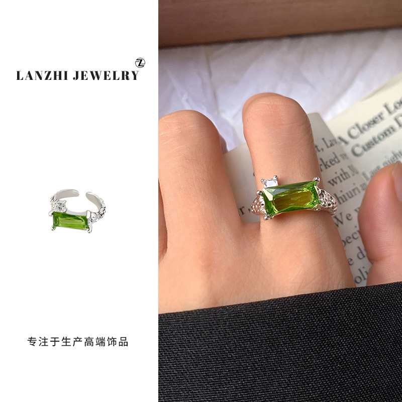 lan zhi niche ring female ins style light luxury ornament high-grade exquisite stylish opening 925 sterling silver ring Application Scenario