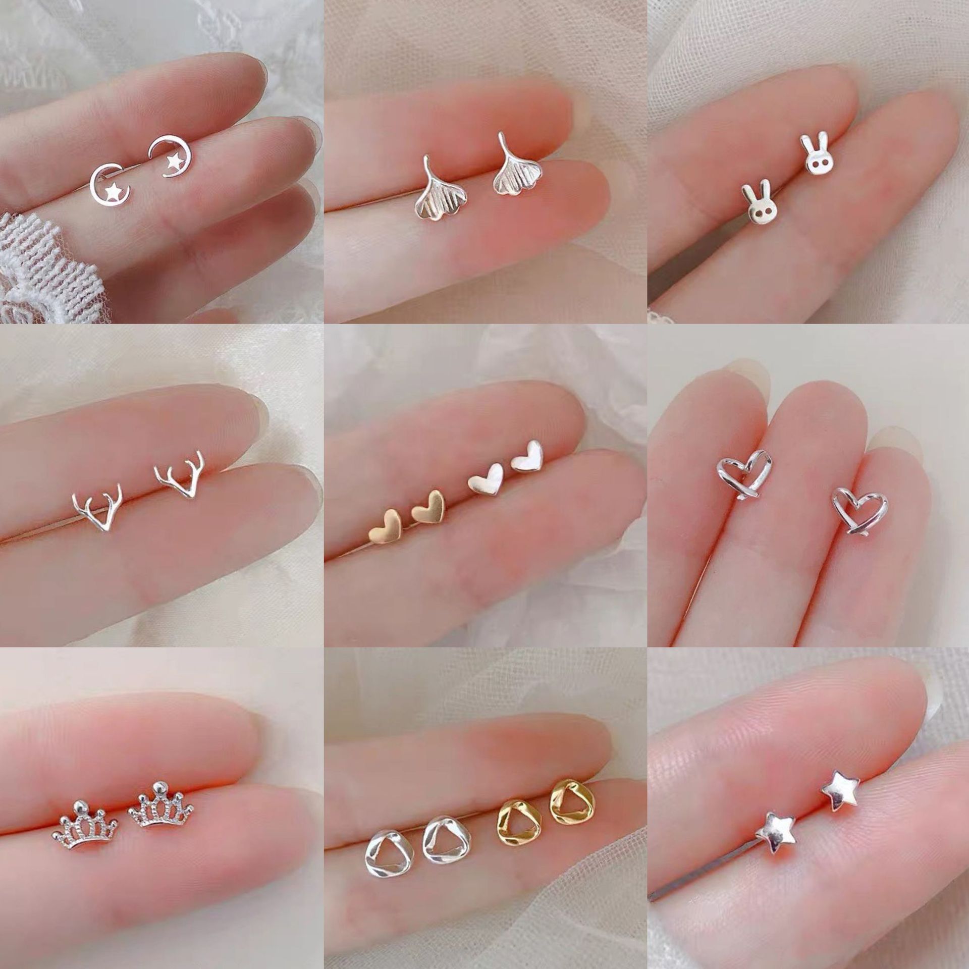 925 silver stud earrings for female students minority simple design high-grade earrings 2023 new trendy ins style earrings Specification drawing