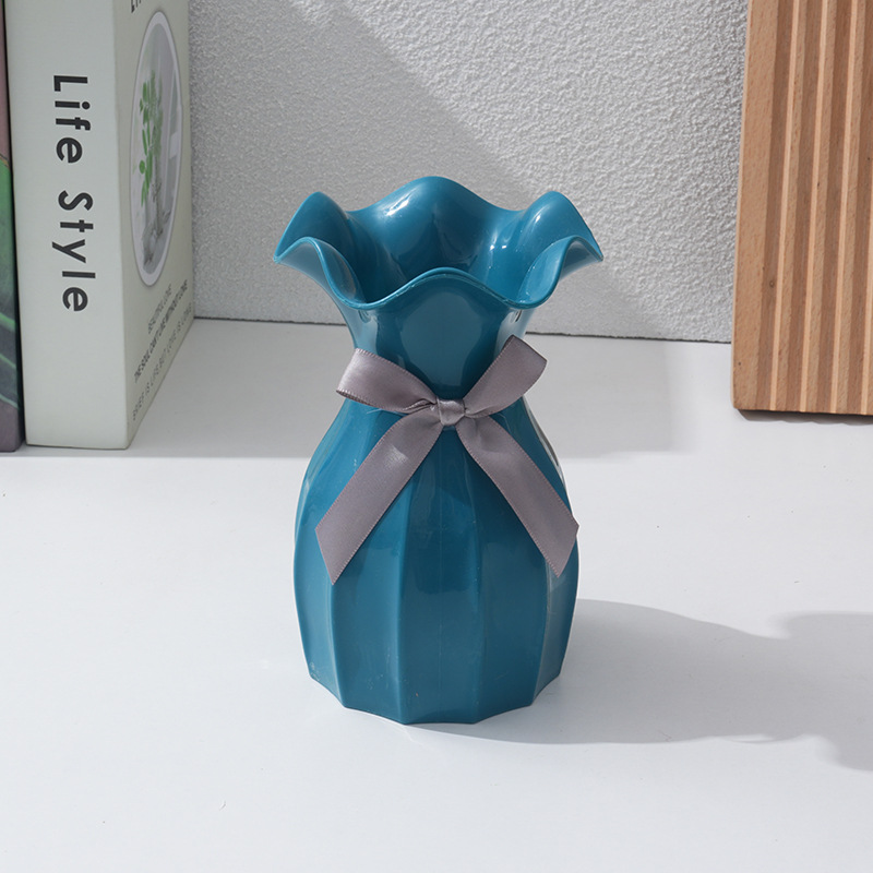 nordic ins feng shui corrugated plastic vase living room dining table domestic ornaments flower arrangement container cross-border foreign trade Item Picture