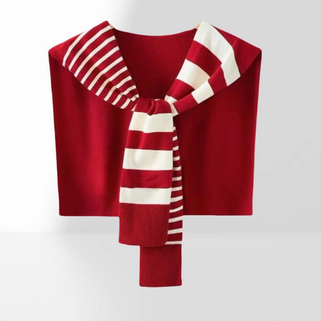 spring and autumn new striped shawl internet hot neck shoulder protection versatile ins style design sense women's outer knitted scarf 0 Specification drawing
