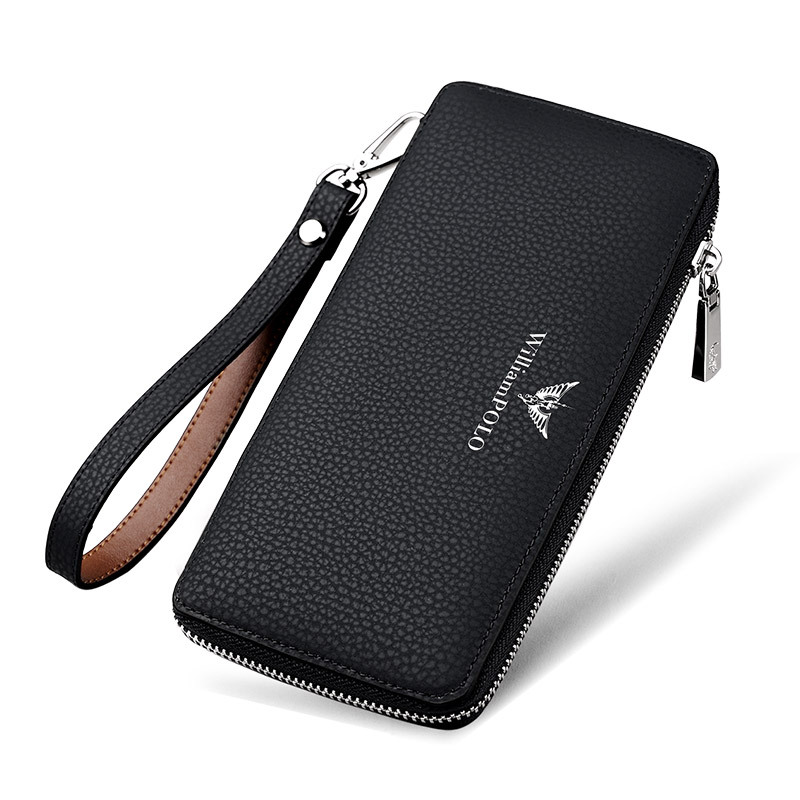 emperor paul men's wallet long zipper vgenuine leather anti-theft swiping multi-functional wallet men's card holder cowhide clutch full figure