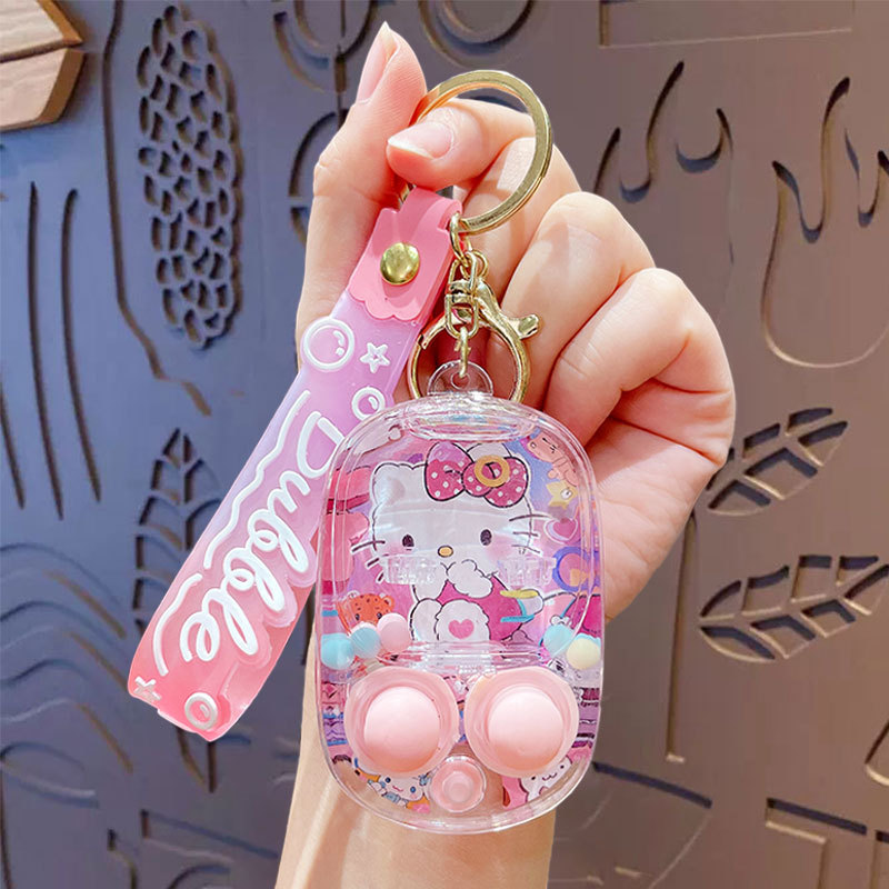 creative decompression game water shooting keychain cartoon sanrio car key chain schoolbag pendant small gift full figure