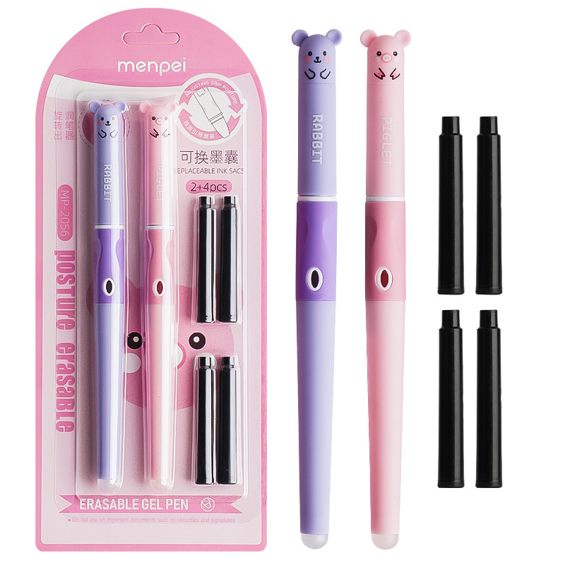 cute hot erasable pen can be changed ink sac primary school students grade 3 to grade 5 excellent grip practice word rub easy to wipe crystal blue pen details Picture
