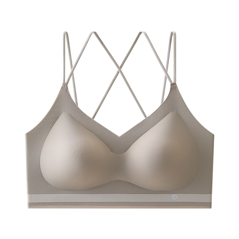 seamless underwear women's soft support wireless small chest push up and anti-sagging cross beauty back sexy strap women's bra details Picture