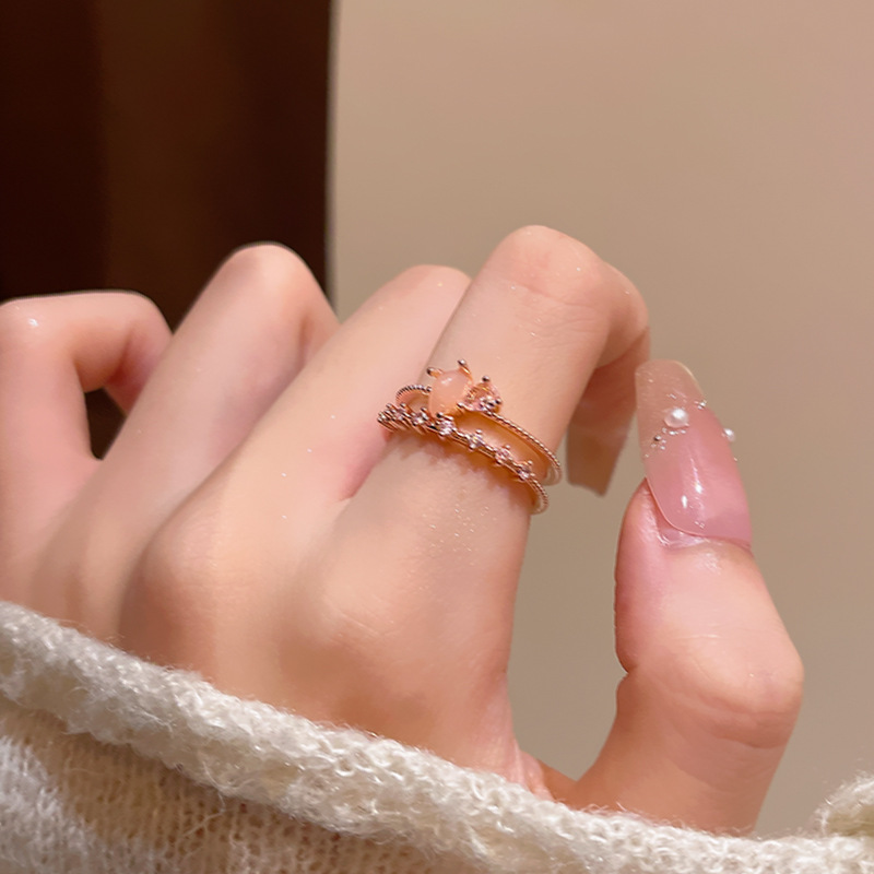 flower zircon ring collection fresh high-grade open ring female 2025 new niche yiwu ornament Specification drawing