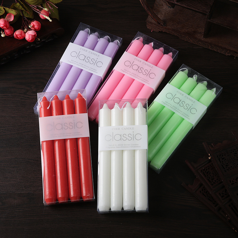 european-style classic red and white straight pole candle power failure emergency long brush holder candle romantic wedding candlelight dinner props cross-border details Picture