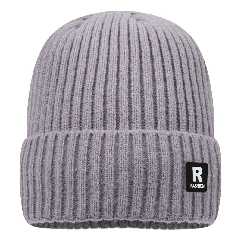 winter men's warm deer plush knitted hat outdoor cold-proof sleeve cap dome wool hat decorative letters Item Picture