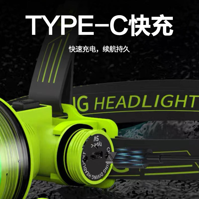 Fixed-focus diving headlamp, strong magnetic switch, strong light, long-lasting, head-mounted rechargeable battery, waterproof headlamp Specification image
