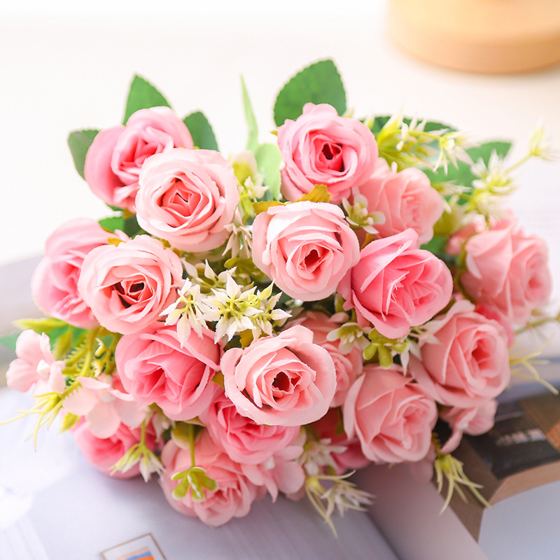 simulation 10 roses korean-style bouquet fragrant concubine rose artificial flower home wedding rose bouquet decorative flower Specification drawing