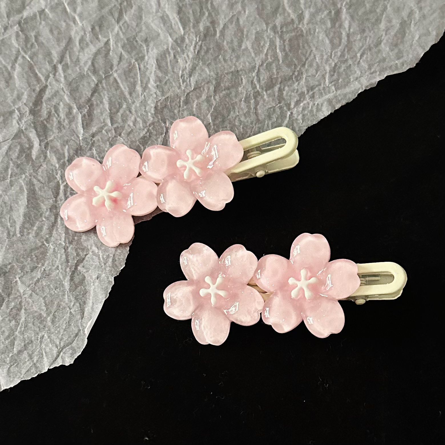 romantic pink cherry blossom barrettes good-looking sweet high sense girl bangs side hairpin accessories hair accessories wholesale Specification drawing