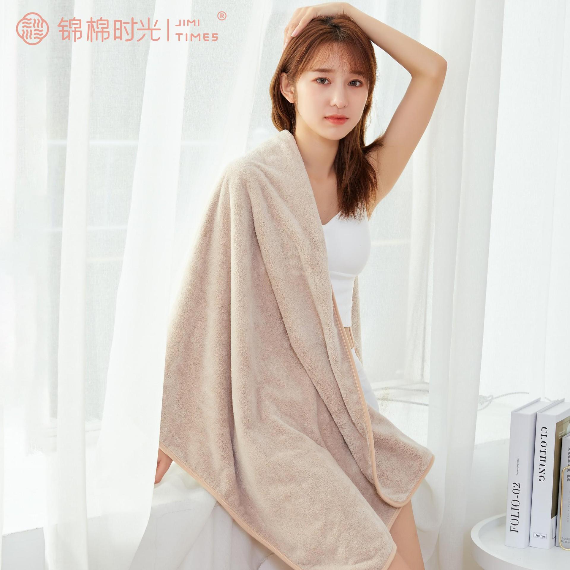 coral fleece absorbent towel set adult edge thickened face wash beach towel hotel beauty salon plus-sized bath towel details Picture