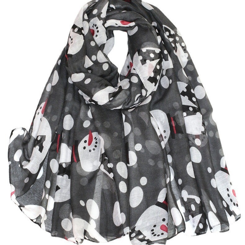 christmas style cartoon printed scarf women's four seasons easy to match scarf large size scarf talma tide cross-border wholesale Specification drawing