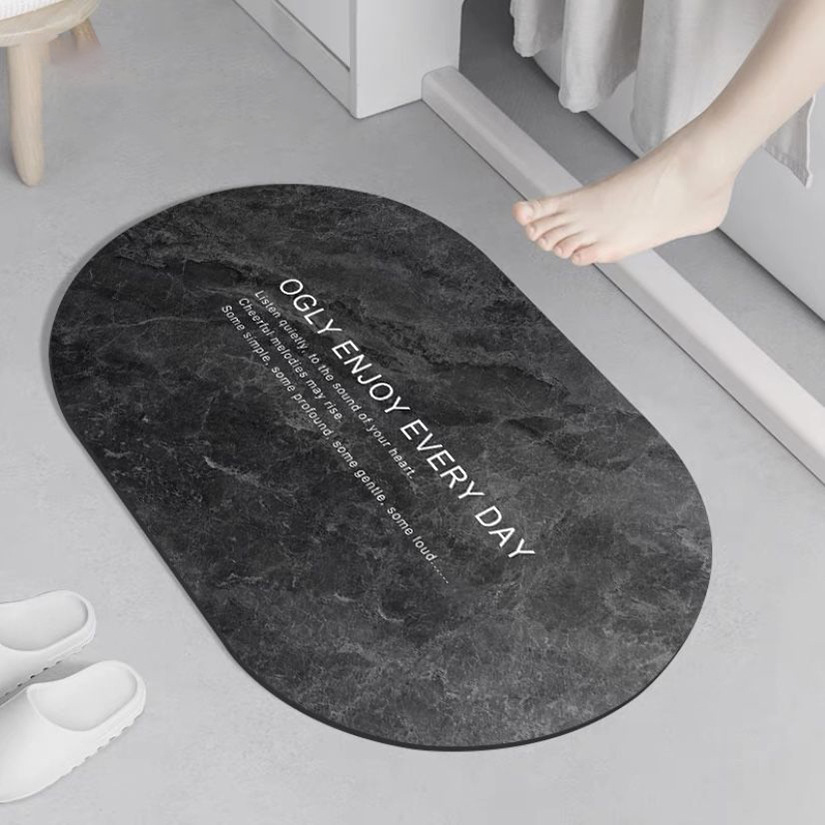 marbling home bathroom carpet non-slip mat diatom ooze quick-drying absorbent bathroom entrance stain-resistant mat details Picture