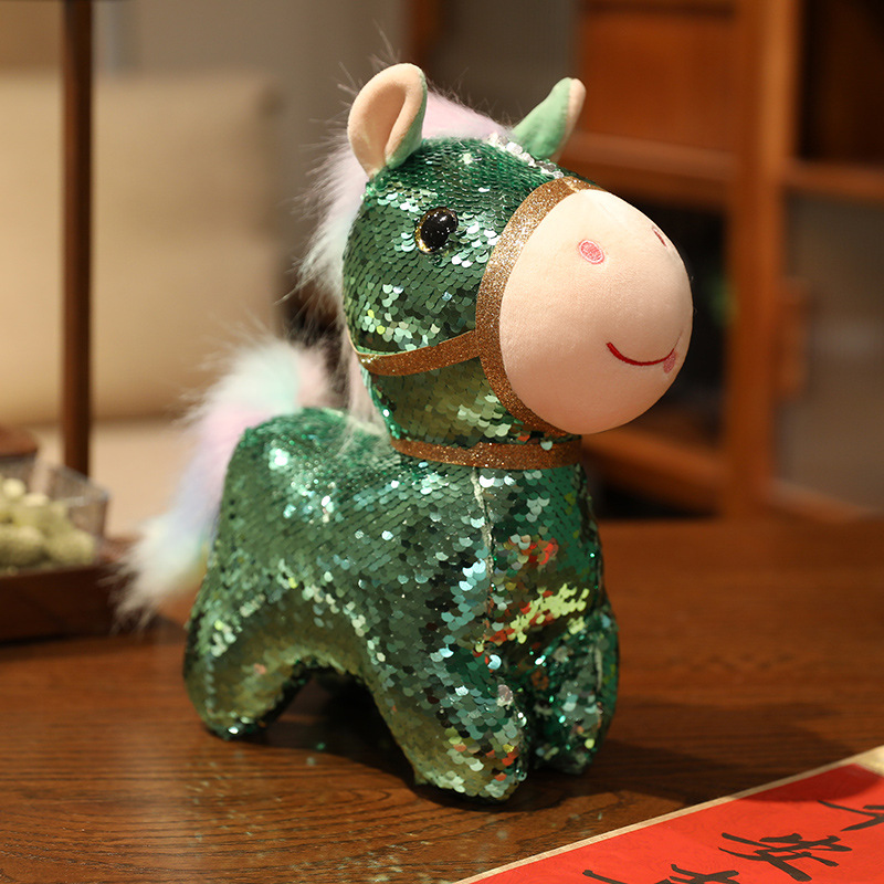 colorful pony doll doll cute sequined horse year mascot plush toy baby doll children gift Specification drawing