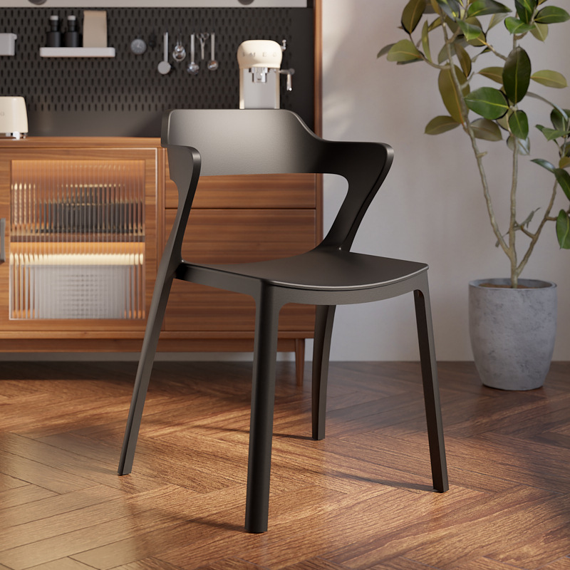 simple advanced chair plastic home dining chair mid-ancient retro leisure chair nordic backrest stool horn dining table and chair Specification drawing