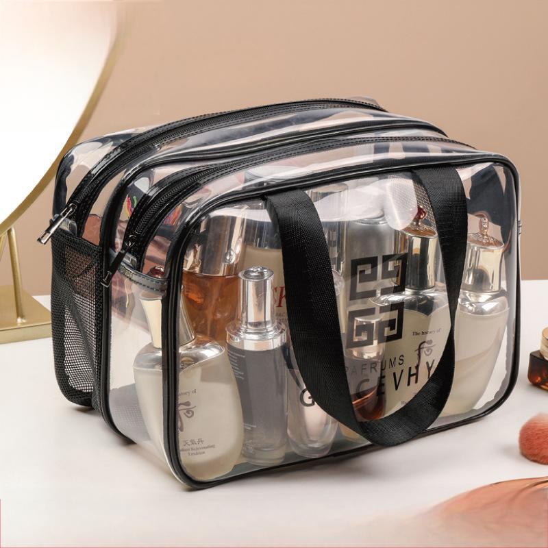 cosmetic bag wash bag large thickened double layer dry wet separation portable travel beach swimming pool toiletries storage bag Specification drawing