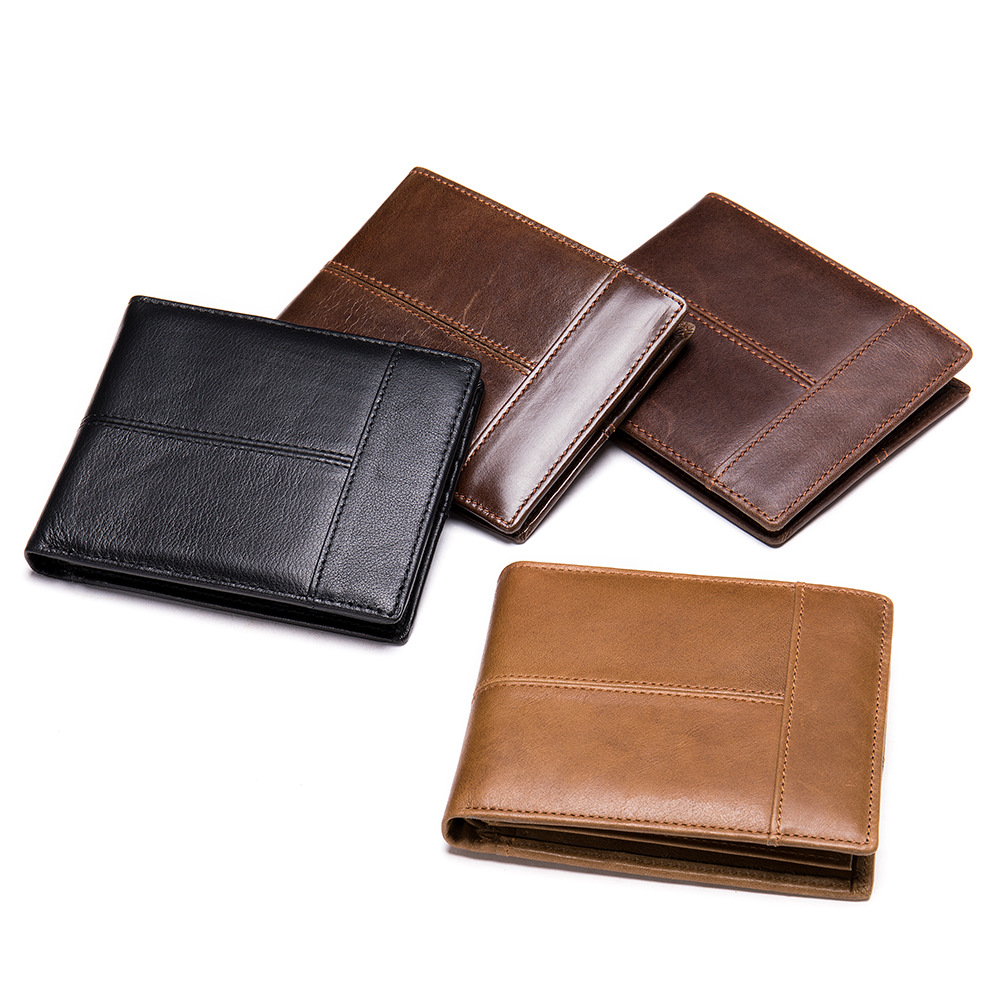 rfid anti-theft leather wallet for man wallet short first layer cowhide multiple card slots 2 fold men's wallet coin purse Application Scenario