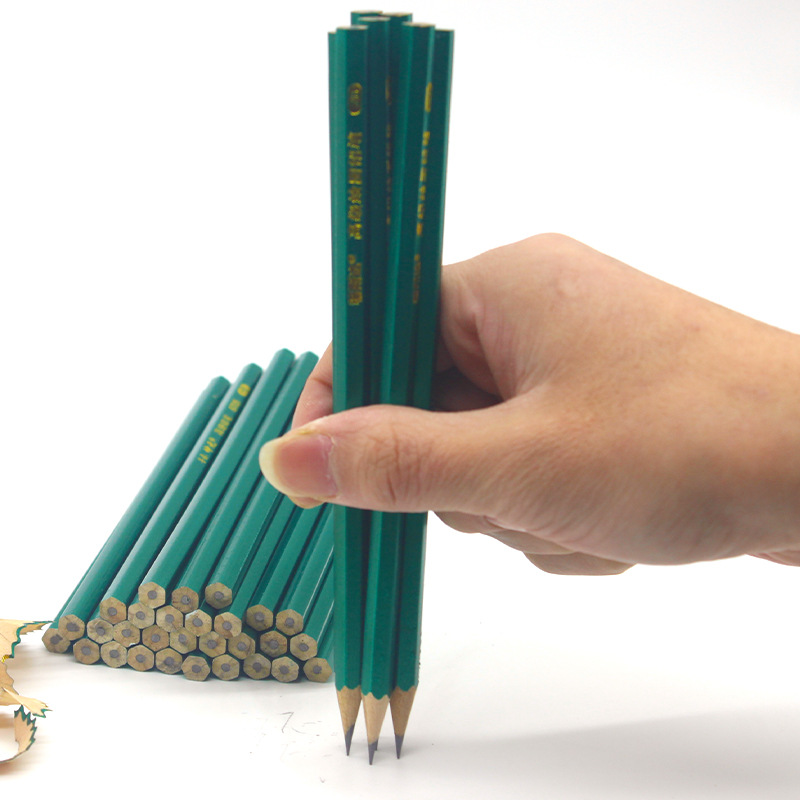 pencil wholesale pupils' stationery 2b hexagonal green rod pencil pens for writing letters drawing pen exam sheet filling pencil hb pencil details Picture