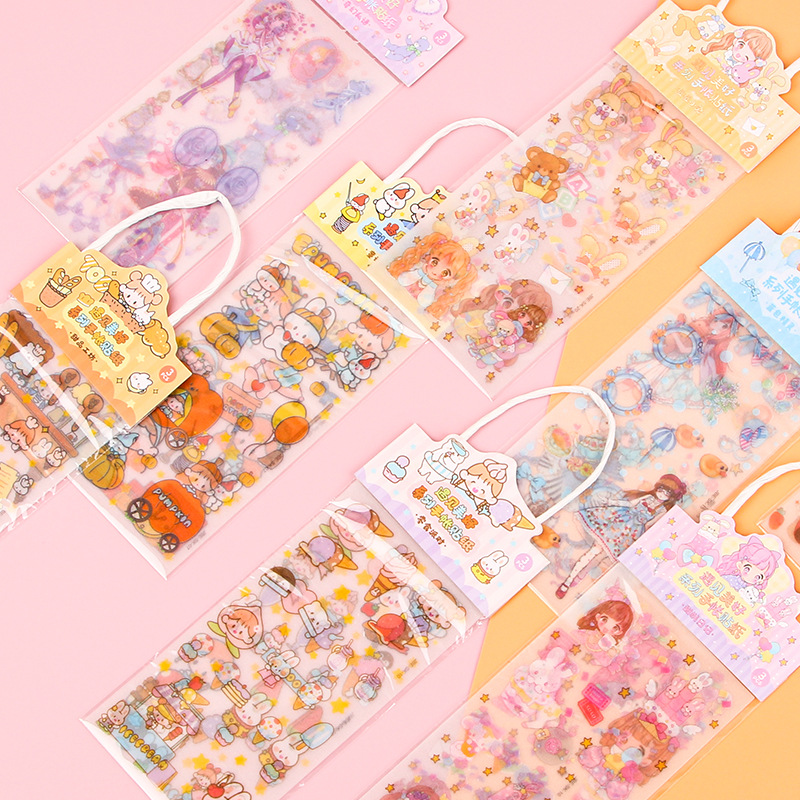 creative ins style journal stickers pet cartoon not repeated decorative sticker cute girl's gift gu nano sim paper bag details Picture