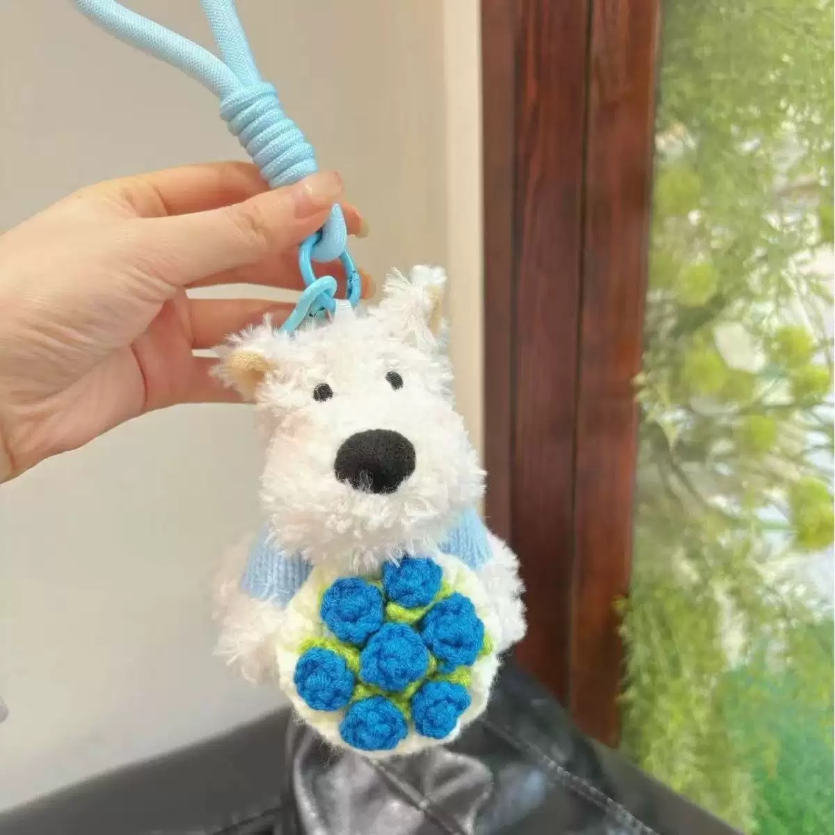 cute west highland pendant scrawl puppy plush toy bag pendant keychain dopamine doll ornaments gift details Picture