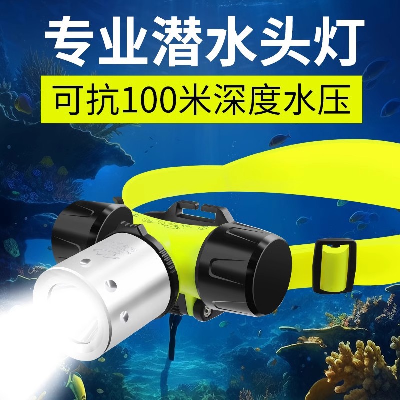Hot-selling T6 diving headlamp 10W waterproof LED high-power headlamp 18650 magnetic control waterproof switch details Picture