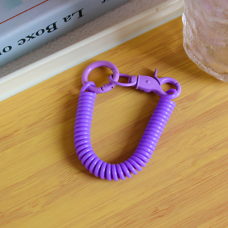 spring rope key chain pendant mobile phone anti-separation rope key chain color elastic retractable lanyard school bag bag charm full figure