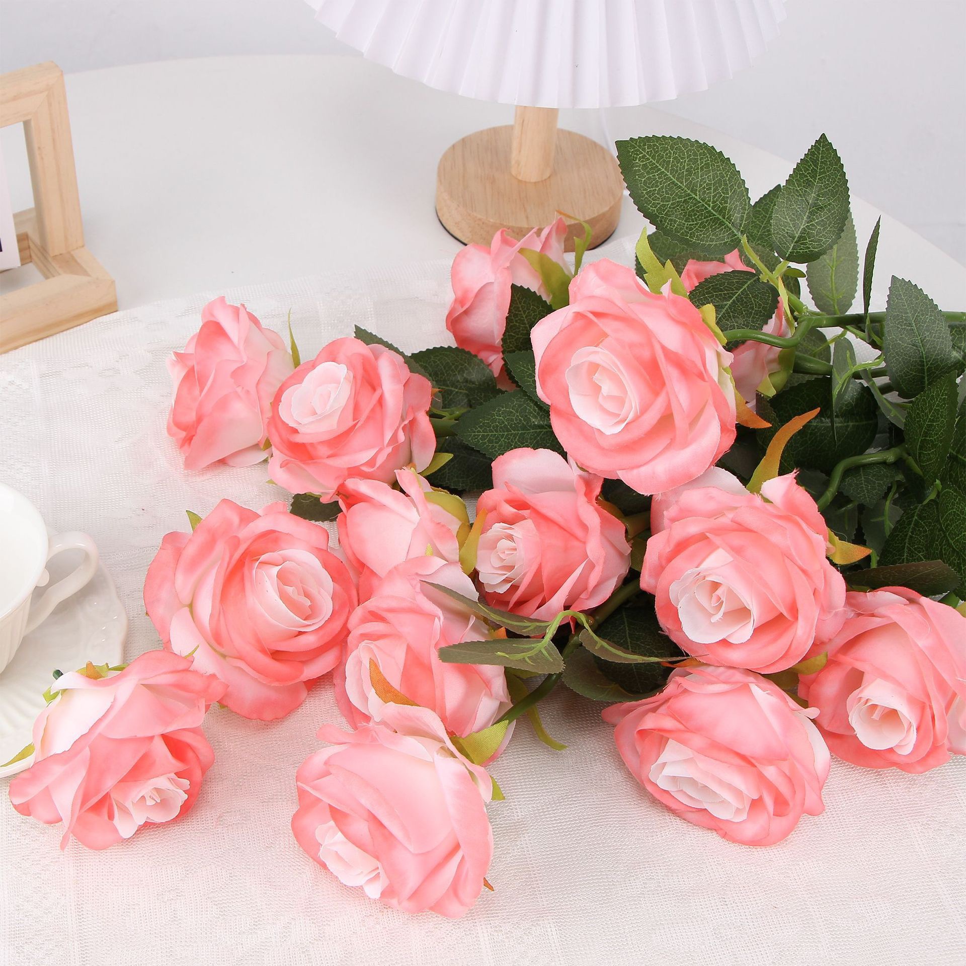 ins ice crushing rose wholesale artificial flower blue rose living room decoration valentine's day fake flower wedding hall scene layout full figure