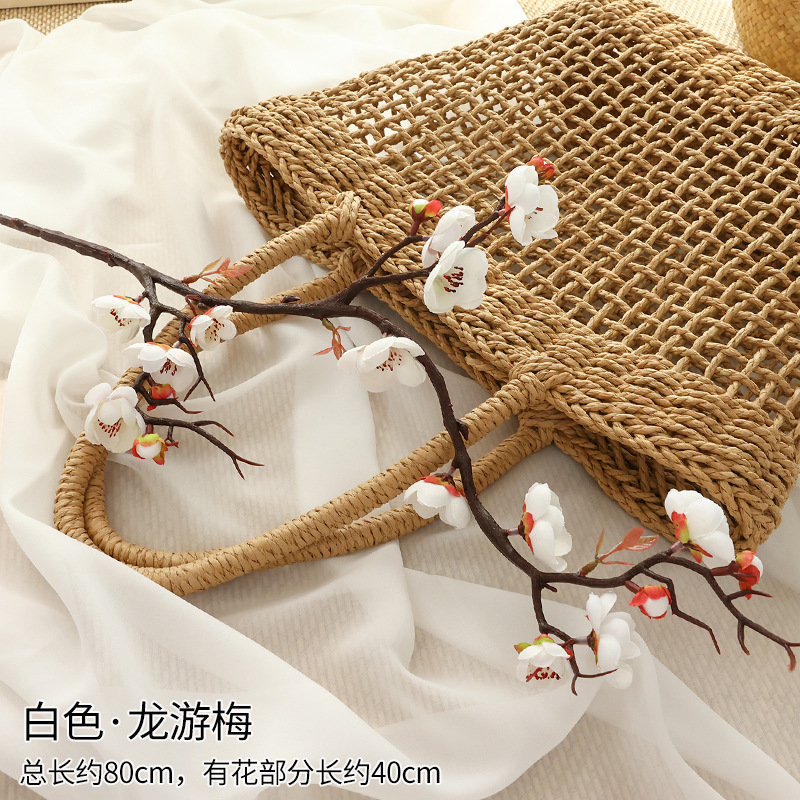 factory wholesale emulational plum wintersweet red plum blossom cherry blossom fake plum blossom silk flower fake flower peach blossom artificial flower Specification drawing