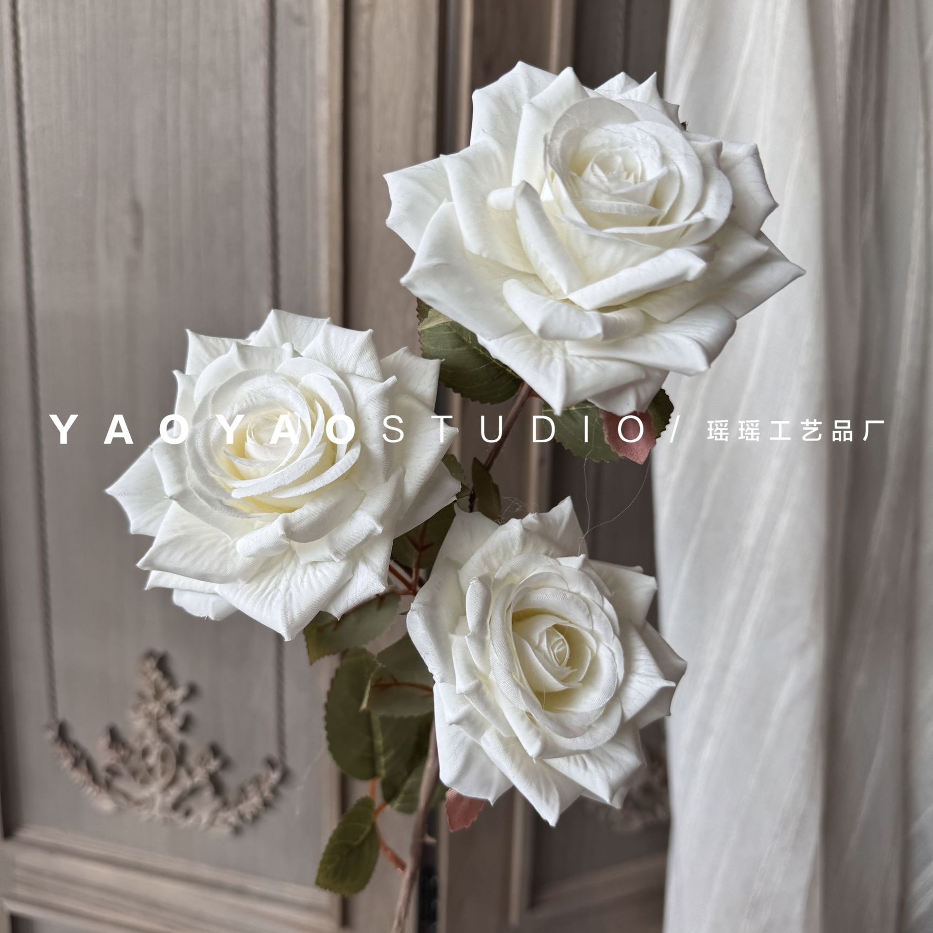 3-head capsicino rose car head officiate float artificial flower wedding celebration flower wall flower arrangement home decorative flower ornament Specification drawing