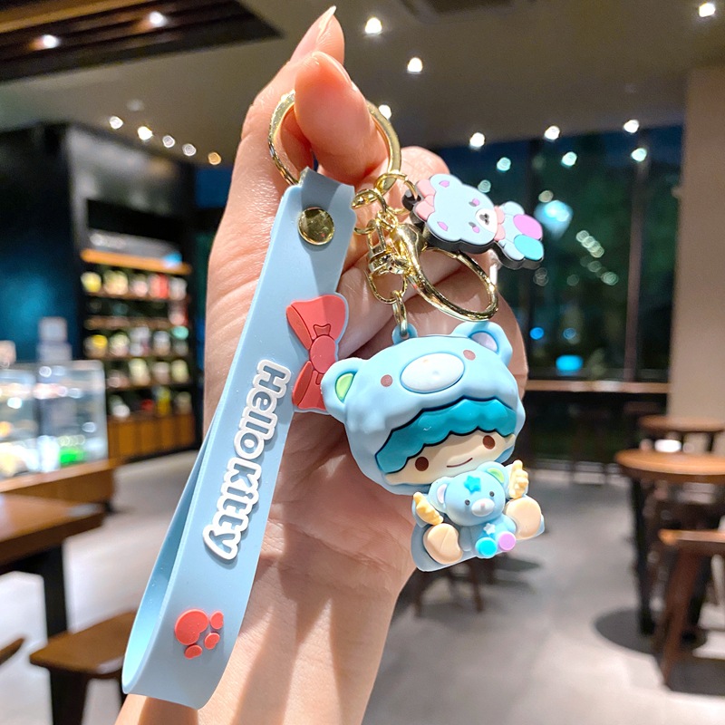 gemini sanrio cartoon key button cute clow m doll girls' bags pendant car key chain details Picture