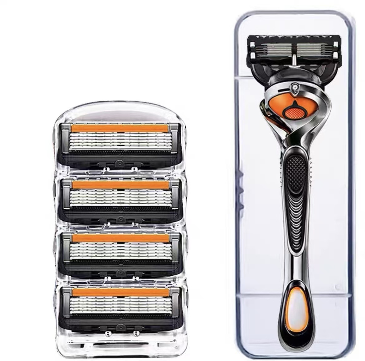 five-layer shaver manual shaver geely hair trimmer razor blade multi-layer stainless steel ultra-thin cutter head black full figure