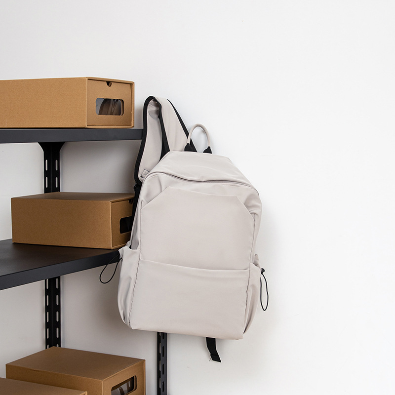 new korean style all-matching school bag men's solid color backpack women's high school backpack college student computer bag high-grade cross-border details Picture