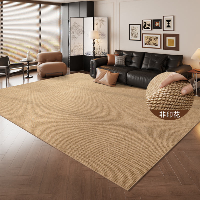 light luxury high-grade solid color imitation sisal pineapple knot carpet stain-resistant dustproof wear-resistant living room bedroom floor mat Application Scenario