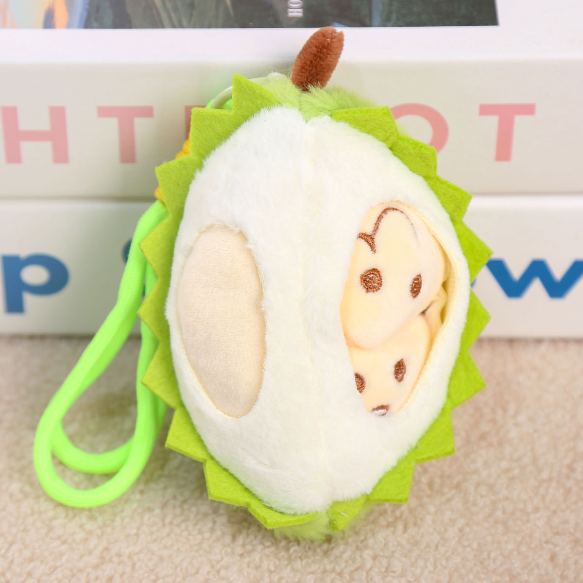 renen durian pendant fruit plush toys detachable bag keychain pendant doll gift children doll Specification drawing