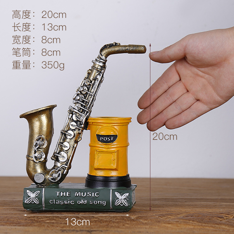 creative pen holder retro ornaments saxophone violin instrument model ornaments office study decorations Specification drawing