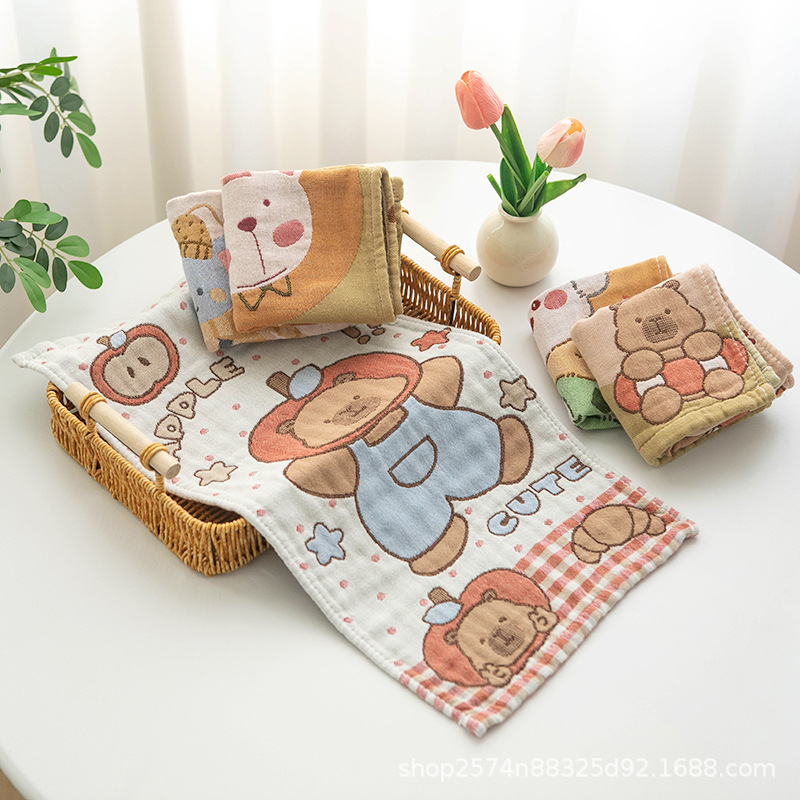 gauze children face towel pure cotton household cotton class a soft face-wiping bath kindergarten baby children towel full figure