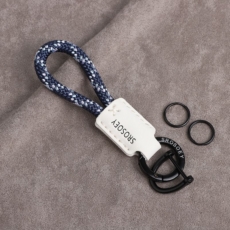 high-end original cowhide lucky chip car key ring pendant couple personality men's and women's bag ornaments ring chain fashion details Picture