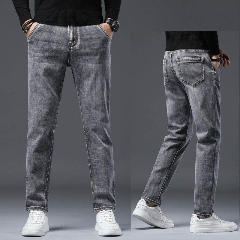 men's jeans men's fleece straight high-end fashion brand men's pants korean casual stretch men's pants autumn and winter Application Scenario