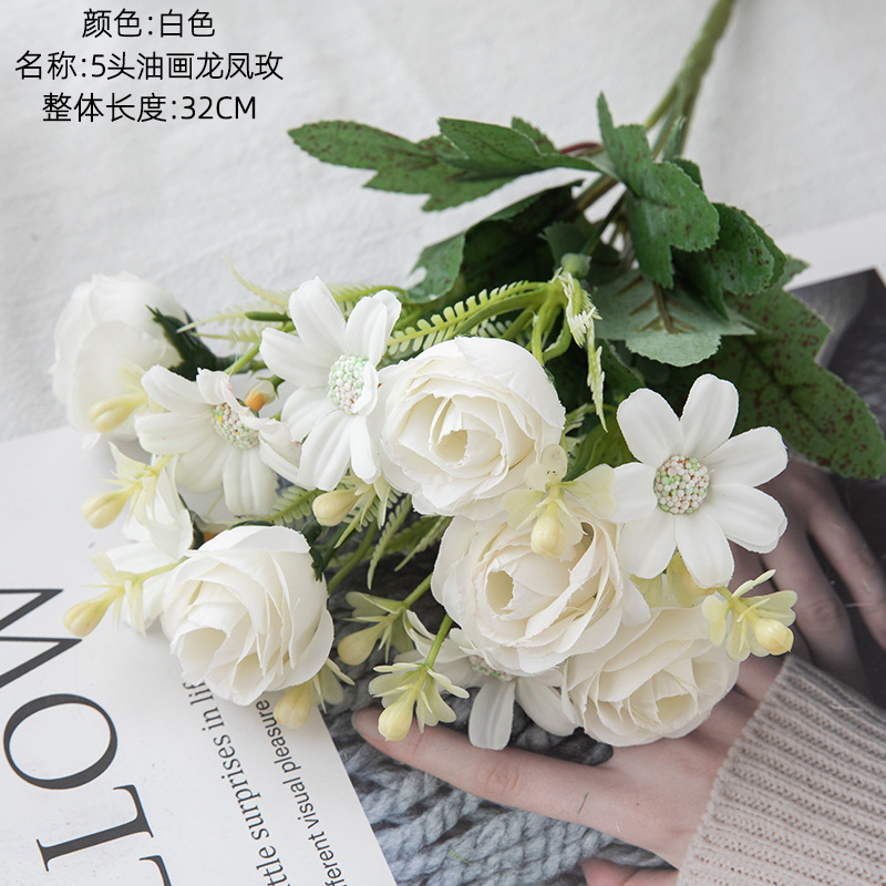 crafts wholesale rose bouquet factory fake flower green plant wedding celebration decoration cross-border mw81110 Item Picture