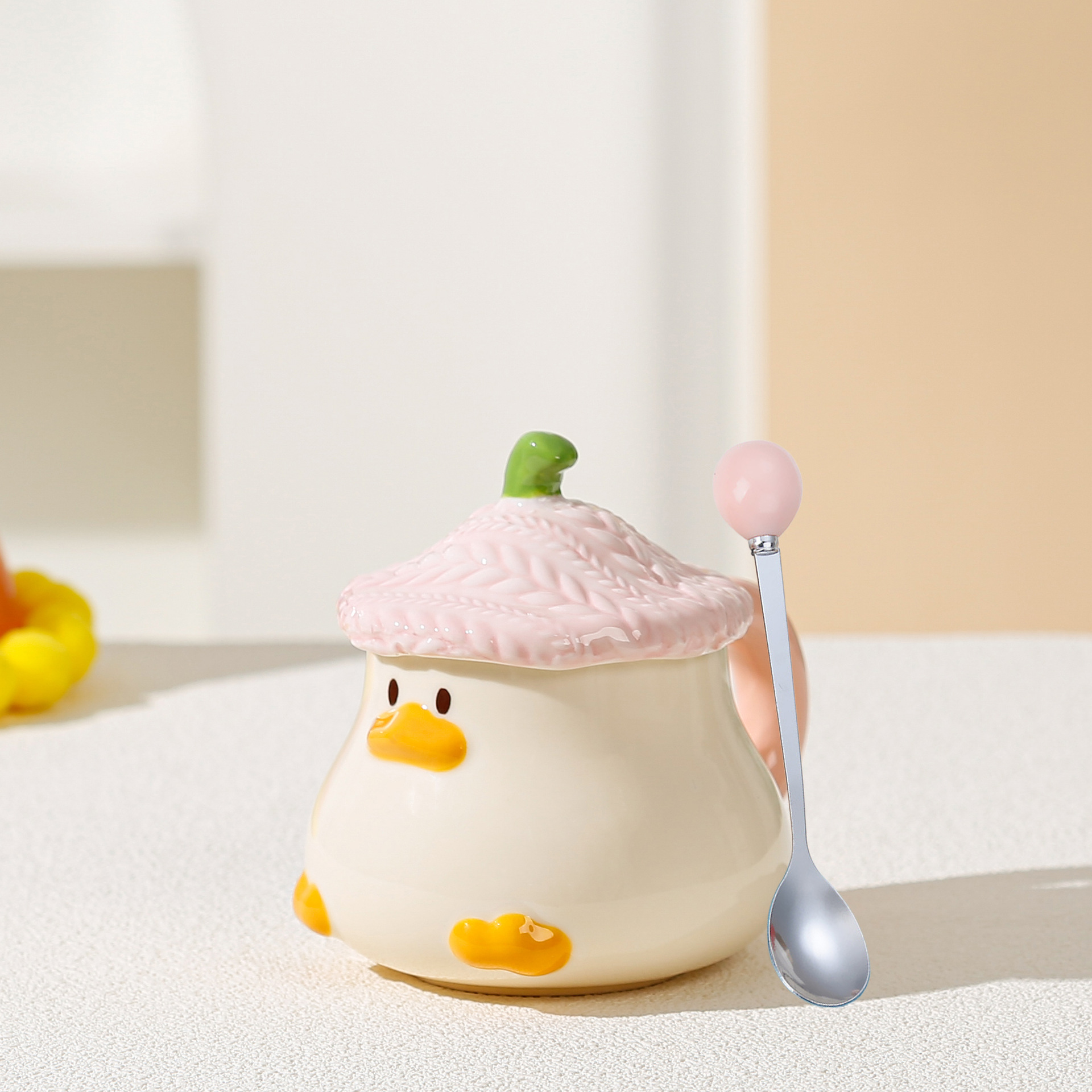 cartoon little duck mug underglaze cup cover cute water glass good-looking household ceramic cup breakfast cup full figure