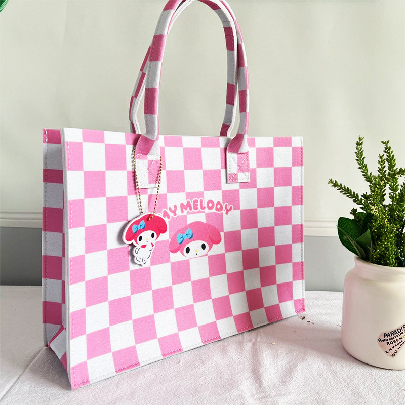 mini felt bag clow fan large capacity cute cartoon felt tote bag melody jade hanging student handbag details Picture
